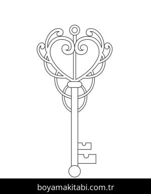 Anahtar boyama sayfası – basit çizim, kolay boyama
