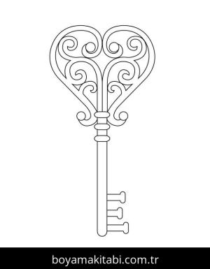 Anahtar boyama sayfası – evde etkinlik, ücretsiz yazdır