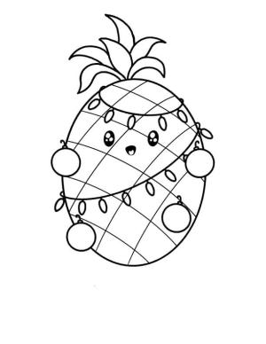 Ananas boyama sayfası,  coloring page, Ananas Kawaii, 