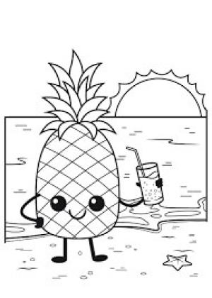 Ananas boyama sayfası,  coloring page, Çizgi Film Ananas Gülümseyen, 