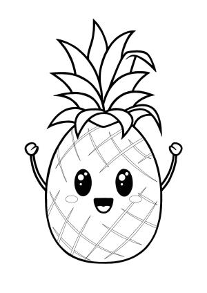 Ananas boyama sayfası,  coloring page, Sevimli Ananas, 