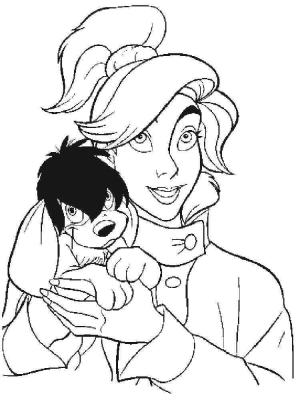 Anastasia boyama sayfası,  coloring page, Anastasia ve Pooka köpeği, 