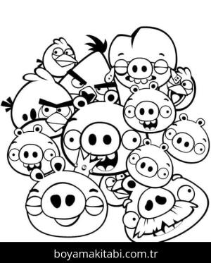 Angry Birds boyama sayfası – çocuklar için, çizgi film temalı