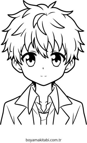 Anime Boy boyama sayfası – yaratıcılık, eğlenceli etkinlik