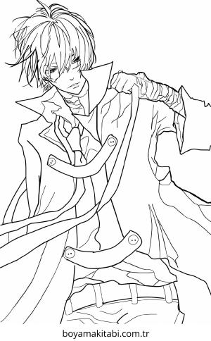 Anime Boy boyama sayfası – renkli çizimler, okul öncesi