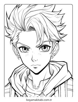 Anime Boy boyama sayfası – çocuk aktivitesi, PDF indir