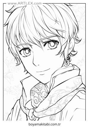 Anime Boy boyama sayfası – PDF indir, sevimli karakter