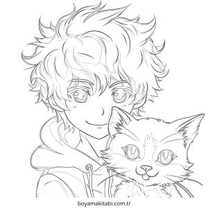 Anime Boy boyama sayfası – boyama etkinliği, çocuk aktivitesi