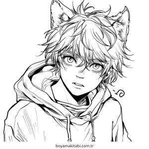 Anime Boy boyama sayfası – boyama çalışması, yaratıcılığı geliştirir