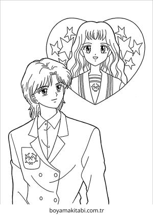 Anime Boy boyama sayfası – el becerilerini geliştirir, boyama çalışması