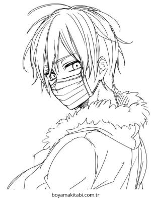 Anime Boy boyama sayfası – sanatsal çalışma, çocuklar için