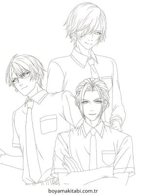 Anime Boy boyama sayfası – basit çizim, kolay boyama