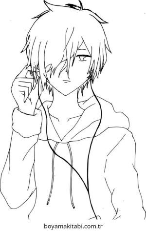 Anime Boy boyama sayfası – çizgi film temalı, basit çizim