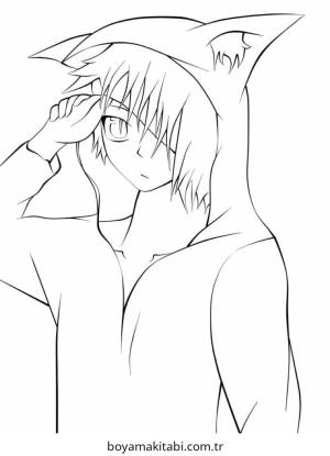 Anime Boy boyama sayfası – el becerilerini geliştirir, boyama çalışması