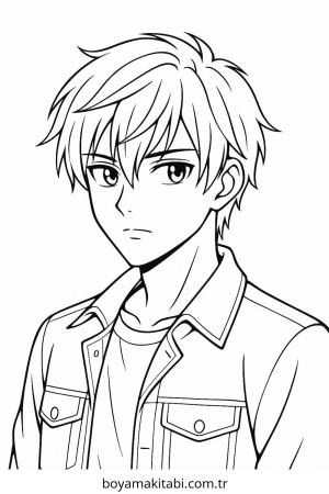 Anime Boy boyama sayfası – eğitici aktivite, yaratıcılık