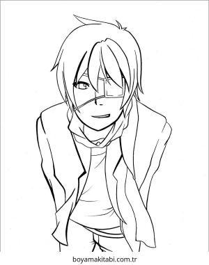 Anime Boy boyama sayfası – PDF indir, sevimli karakter