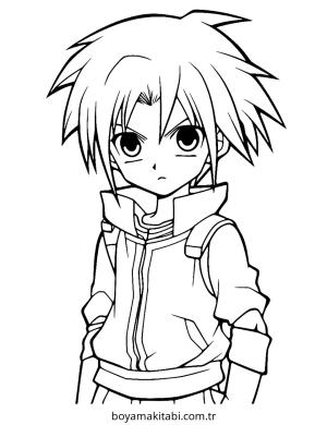 Anime Boy boyama sayfası – yaratıcılığı geliştirir, keyifli zaman