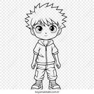Anime Boy boyama sayfası – okul öncesi, evde etkinlik