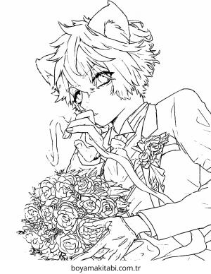 Anime Boy boyama sayfası – kolay boyama, eğitici aktivite