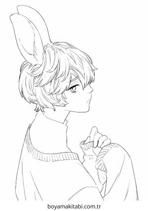 Anime Boy boyama sayfası – basit çizim, kolay boyama
