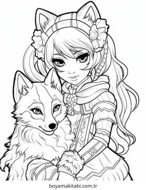 Anime Girl boyama sayfası – çocuklar için, çizgi film temalı