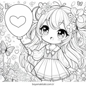 Anime Girl boyama sayfası – sanatsal çalışma, çocuklar için