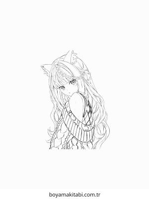 Anime Girl boyama sayfası – boyama çalışması, yaratıcılığı geliştirir