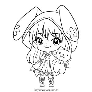 Anime Girl boyama sayfası – eğlenceli etkinlik, el becerilerini geliştirir