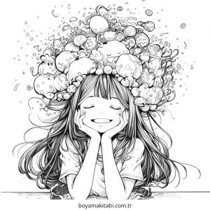 Anime Girl boyama sayfası – okul öncesi, evde etkinlik