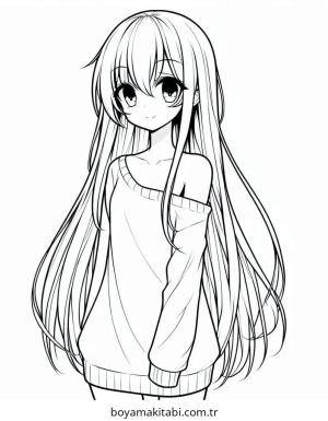 Anime Girl boyama sayfası – çocuk aktivitesi, PDF indir