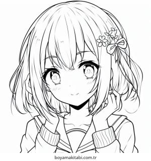 Anime Girl boyama sayfası – çocuklar için, çizgi film temalı