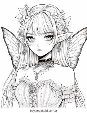 Anime Girl boyama sayfası – eğitici aktivite, yaratıcılık