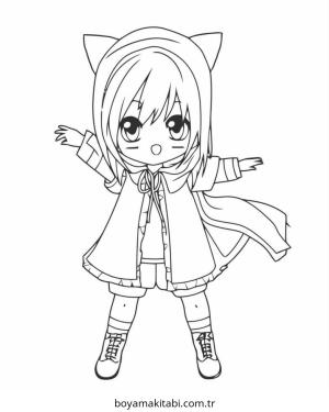 Anime Girl boyama sayfası – PDF indir, sevimli karakter