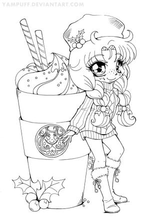 Anime Kızı boyama sayfası,  coloring page, Yazdırılabilir Kawaii Anime Kızı, 