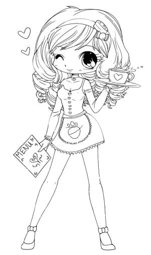 Anime Kızı boyama sayfası,  coloring page, Ücretsiz Kawaii Anime Kızı, 