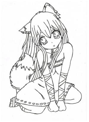 Anime Kızı boyama sayfası,  coloring page, Loli Oturma, 