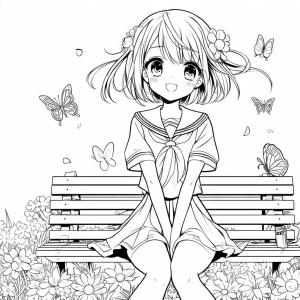 Anime Kızı boyama sayfası,  coloring page, Şirin Anime Kızı, 