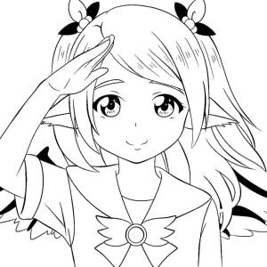 Anime Kızı boyama sayfası,  coloring page, Çok Şirin Anime Kızı, 