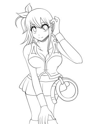 Anime Kızı boyama sayfası,  coloring page, Lucy Heartfilia’yı Fairy Tail’de çizin, 