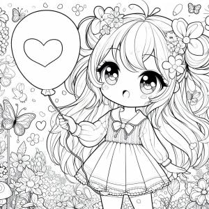 Anime Kızı boyama sayfası,  coloring page, Şirin Bir Anime Kızı, 