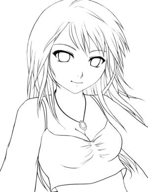 Anime Kızı boyama sayfası,  coloring page, Anime Kız Resmi, 