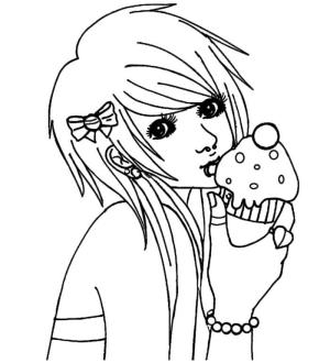 Anime Kızı boyama sayfası,  coloring page, Anime Emo Kızı, 