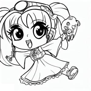 Anime Kızı boyama sayfası,  coloring page, Sevimli Küçük Anime Kızı, 