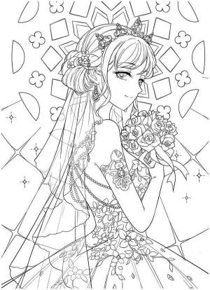 Anime Kızı boyama sayfası,  coloring page, Düğündeki Anime Kızlar, 