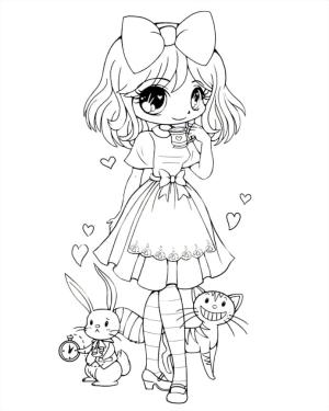 Anime Kızı boyama sayfası,  coloring page, Kawaii Anime Kızı, 