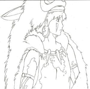 Anime Prenses boyama sayfası,  coloring page, Prenses Mononoke’yi ücretsiz çiz, 