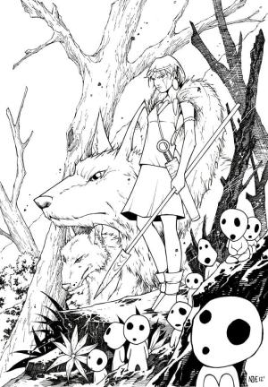 Anime Prenses boyama sayfası,  coloring page, Muhteşem Prenses Mononoke, 