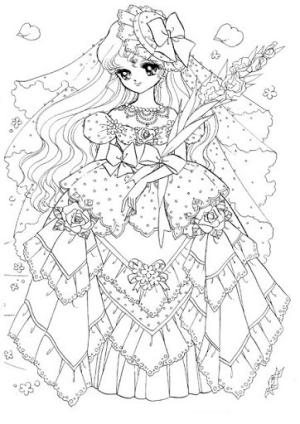 Anime Prenses boyama sayfası,  coloring page, Gülümseyen Prenses, 