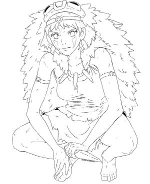 Anime Prenses boyama sayfası,  coloring page, Anime Prenses Mononoke’yi çiz, 