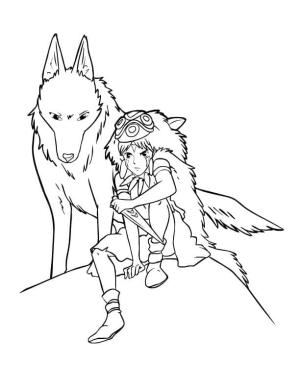 Anime Prenses boyama sayfası,  coloring page, Prenses Mononoke yazdırılabilir, 